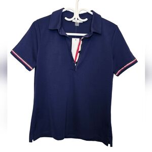 [Eaze With Renuar] Navy Golf Polo Short Sleeve Top Red White Trim Women's Small
